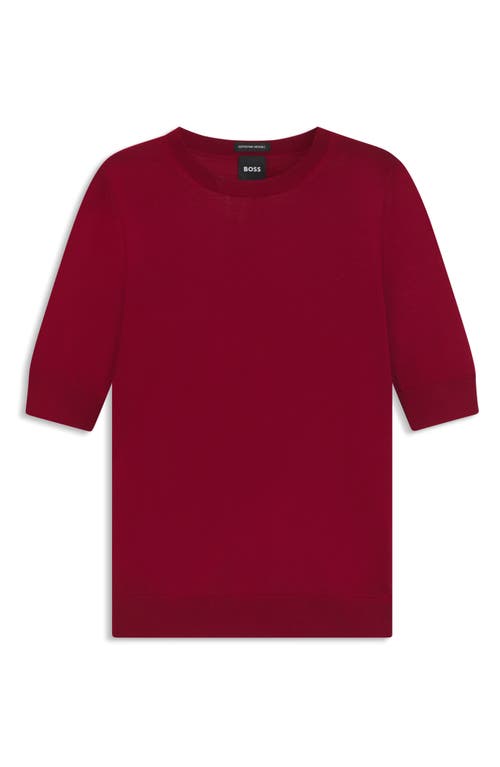 Hugo Boss Boss Farbella Short Sleeve Virgin Wool Sweater In Animal Print