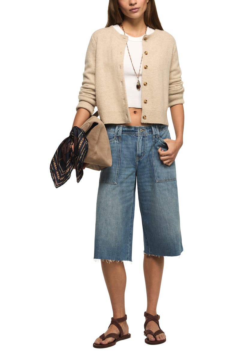 Low Rise Culotte Denim Shorts, Alternate, color, WILD CHILD WASH