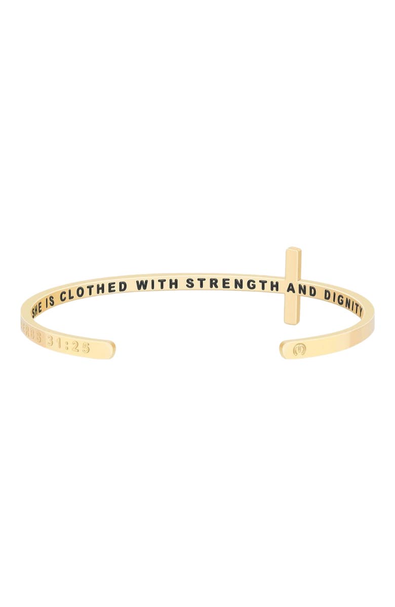 Mantra The Cross Bracelet, Main, color, Proverbs 3:16 - Yellow Gold