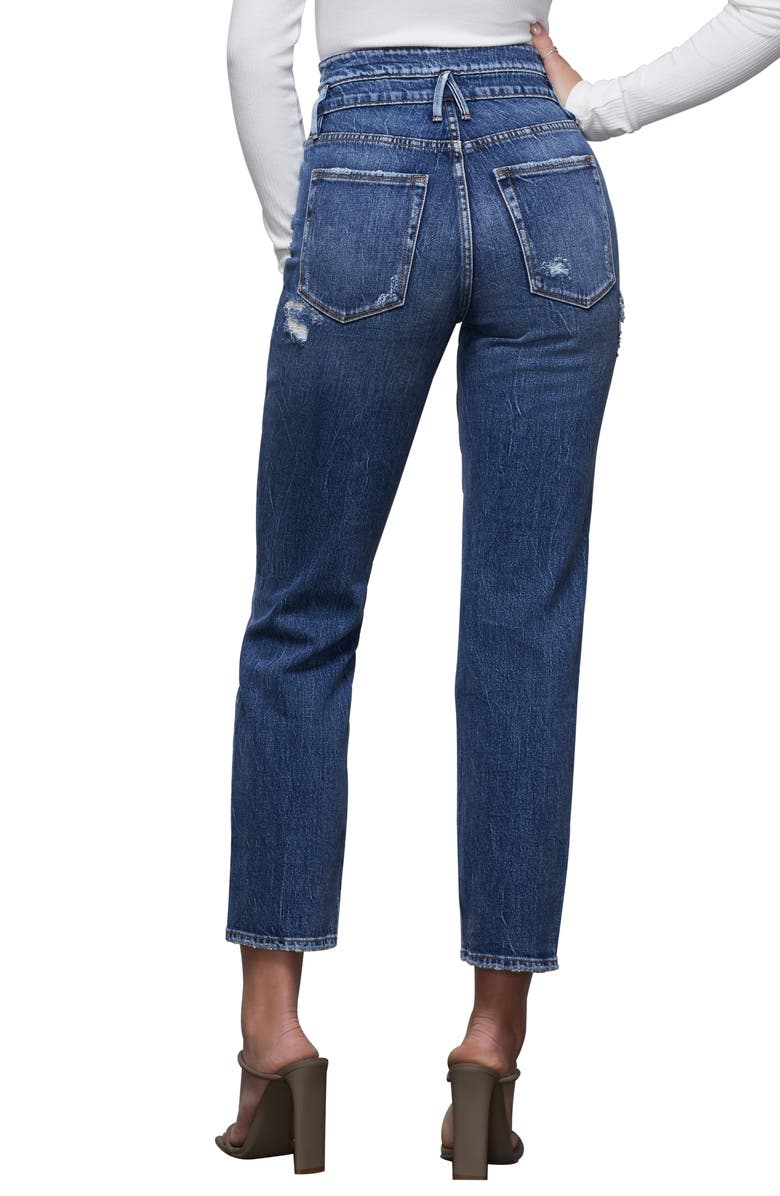 Good American Double Waistband High Waist Ankle Straight Leg Jeans, Alternate, color, 