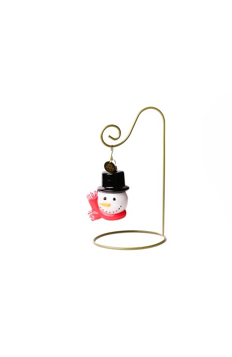 Top Hat Frosty Glass Shaped Ornament with Gold Stand
