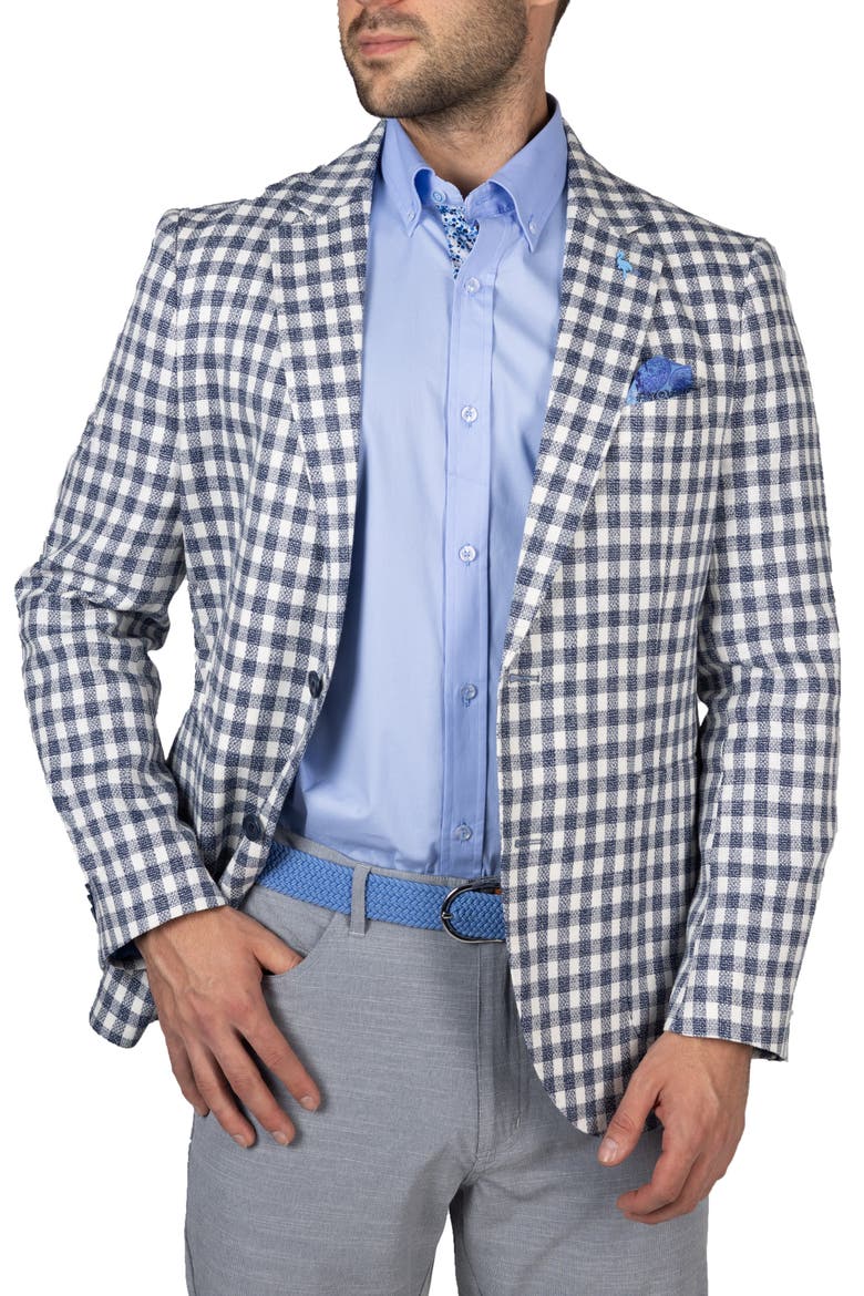 Textured Check Sport Coat, Alternate, color, ECRU/ NAVY