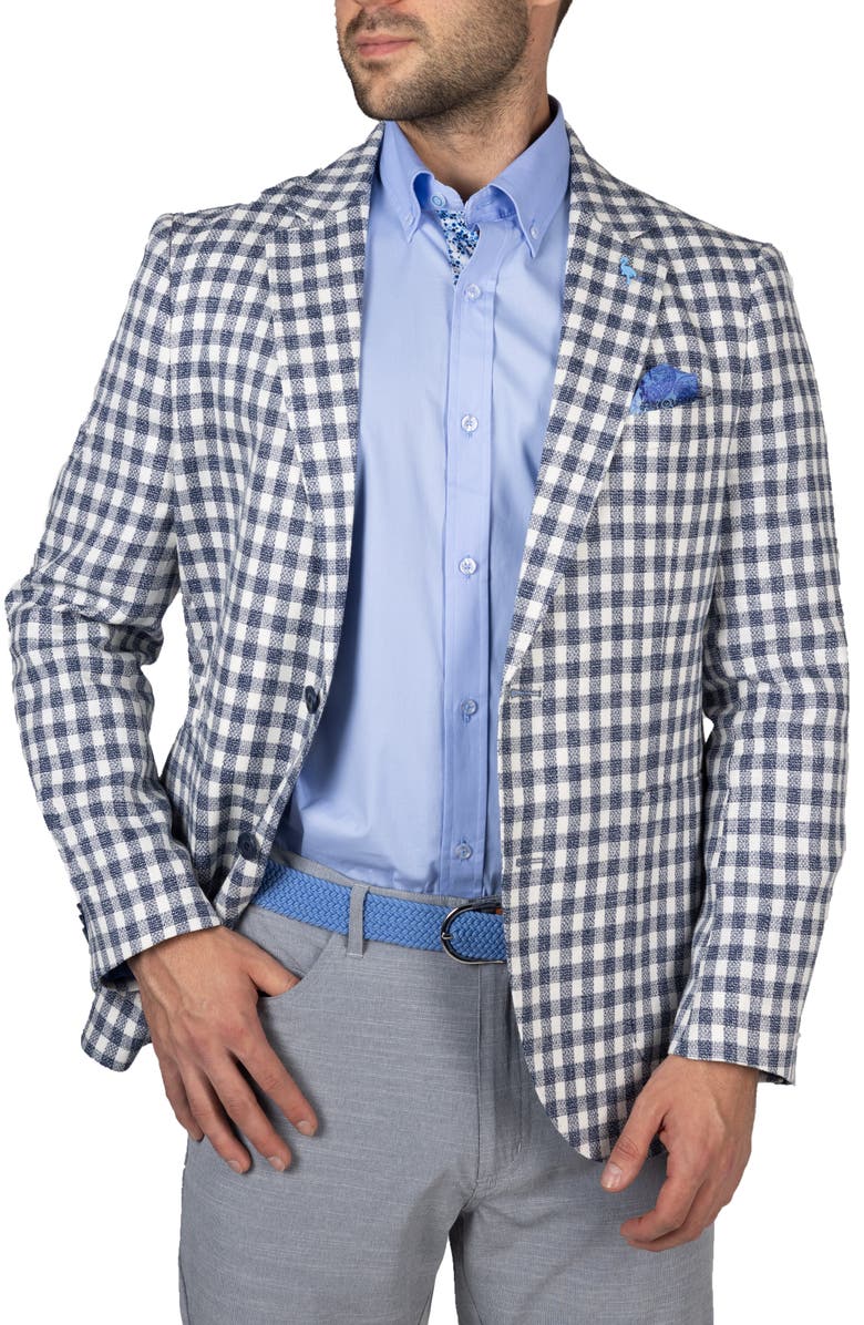 TailorByrd Textured Check Sport Coat, Alternate, color, Ecru/ Navy