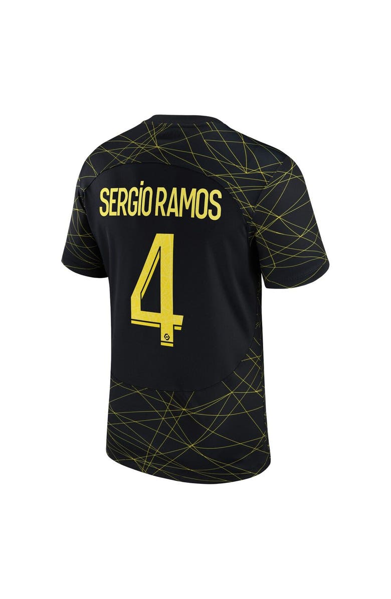 Nike Men's Jordan Brand Sergio Ramos Black Paris Saint-Germain 2022/23 Fourth Breathe Stadium Replica Player Jersey, Alternate, color, 