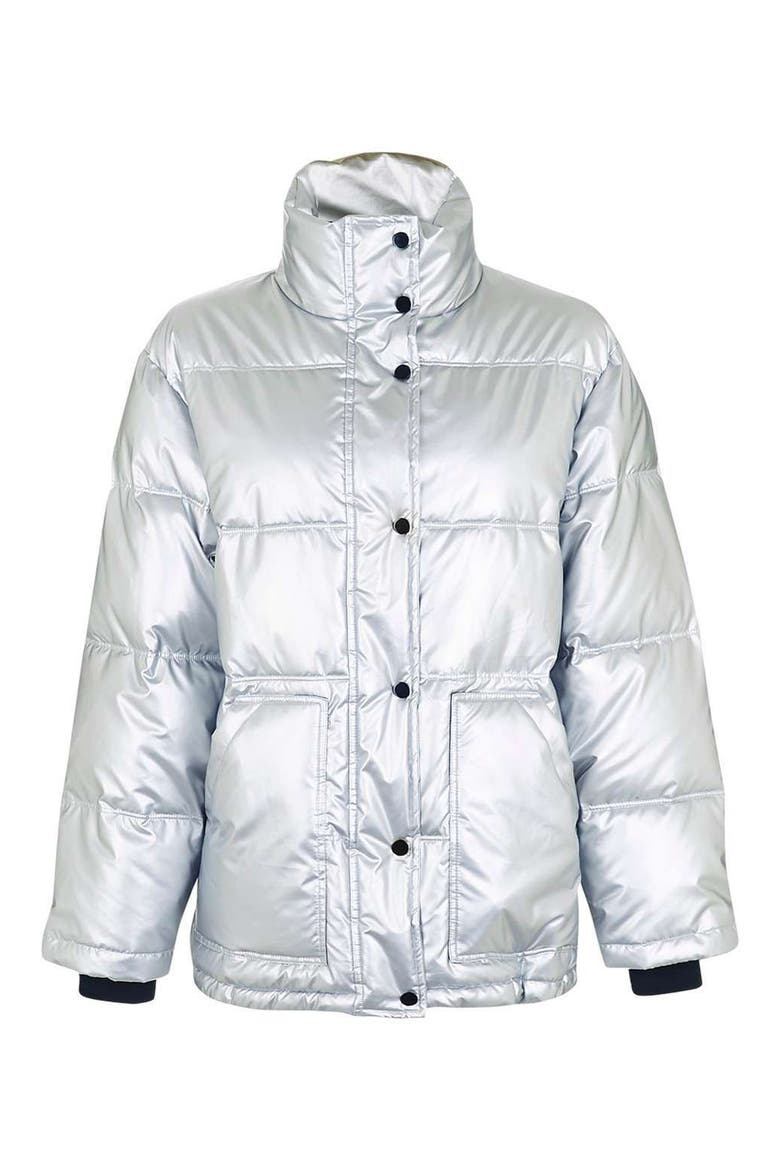 Bianca Metallic Puffer Jacket, Alternate, color, SILVER