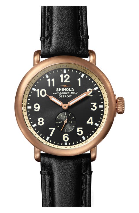Argonite-1069 Leather Strap Watch, 43mm