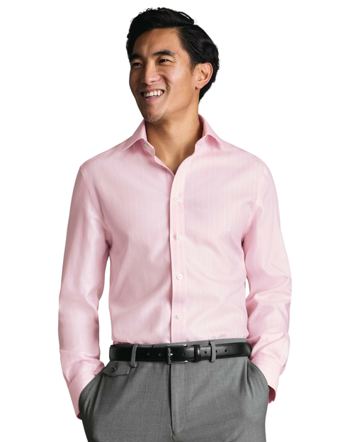 Non-iron Striped Herringbone Shirt