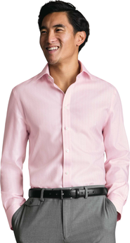 Charles Tyrwhitt Non-iron Striped Herringbone Shirt
