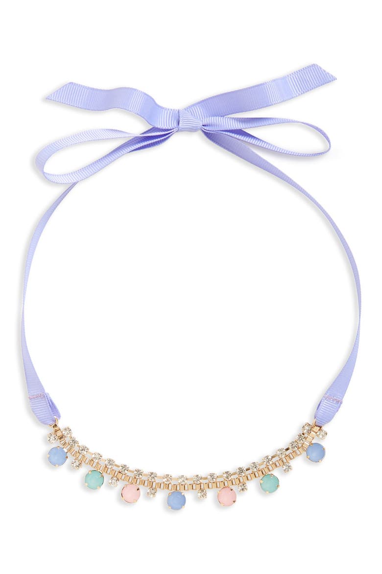 Multi Crystal Ribbon Necklace, Main, color, PERIWINKLE BLUE