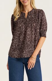 matty m. Tala Print Pleated Top