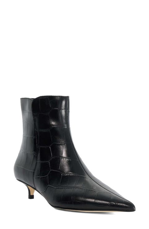 Ohlove Croc Embossed Leather Bootie