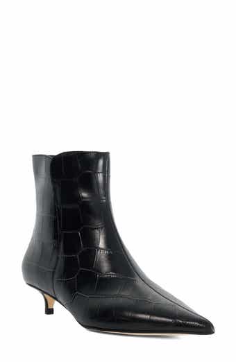 Ohlove Croc Embossed Leather Bootie