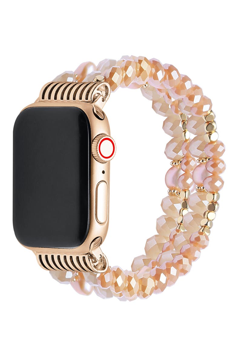 Demi Rose Gold Beaded Bracelet Apple Watch® Band, Alternate, color, ROSE GOLD