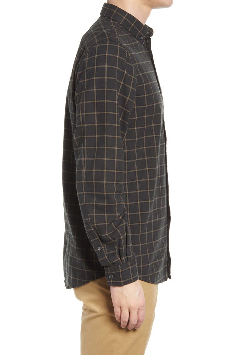 Ovik Flannel Button-Down Shirt, Alternate, color, DARK GREY