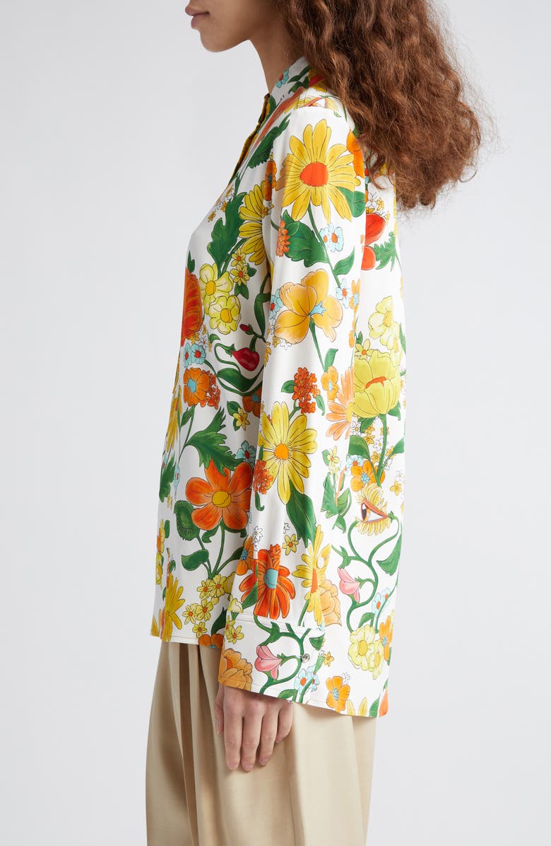 Stella McCartney Garden Floral Print Button-Up Shirt, Alternate, color, 
