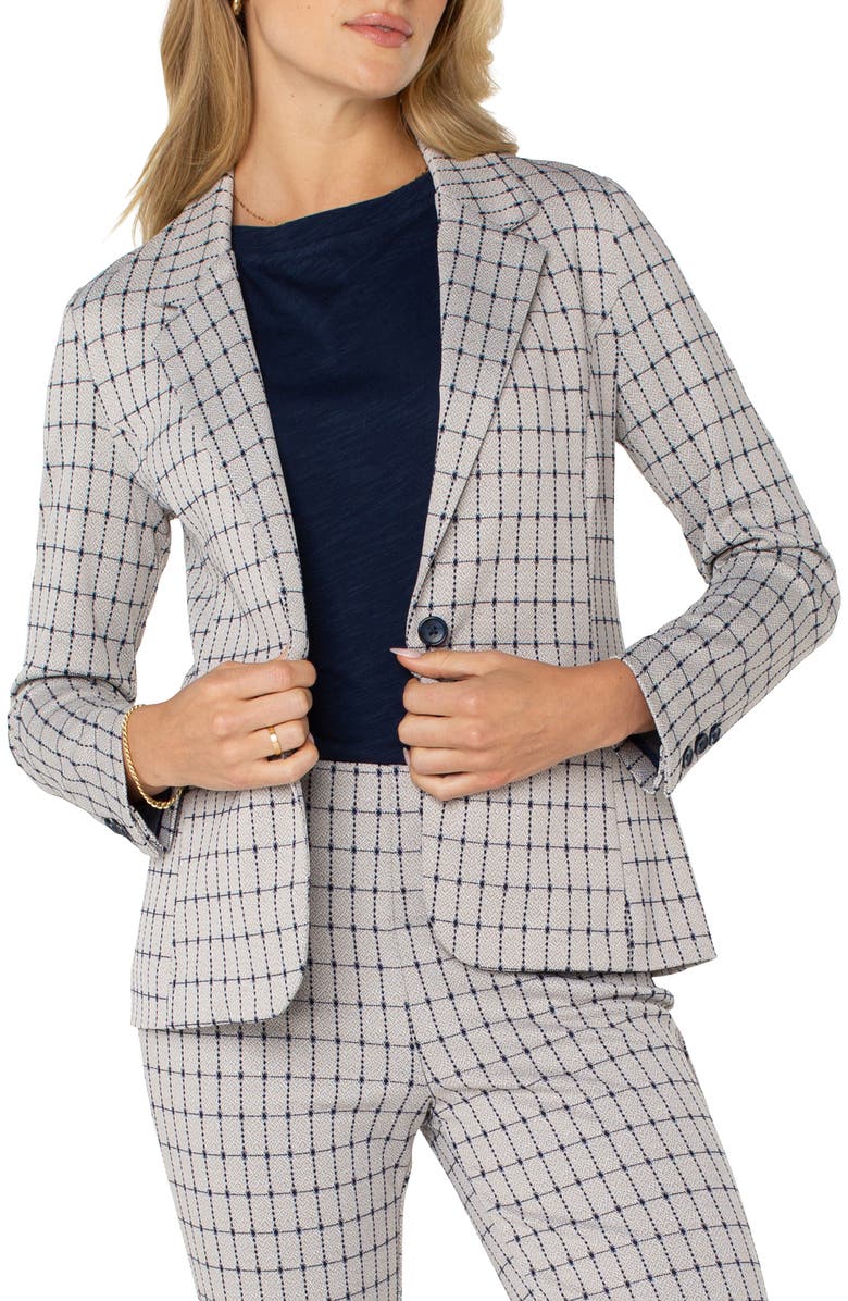 Liverpool Los Angeles Grid Fitted Knit Blazer, Main, color, 