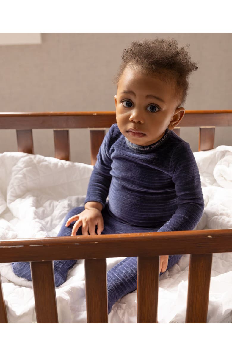 MiniMoi Cotton-Rich Drop-Needle Footie, Alternate, color, Navy