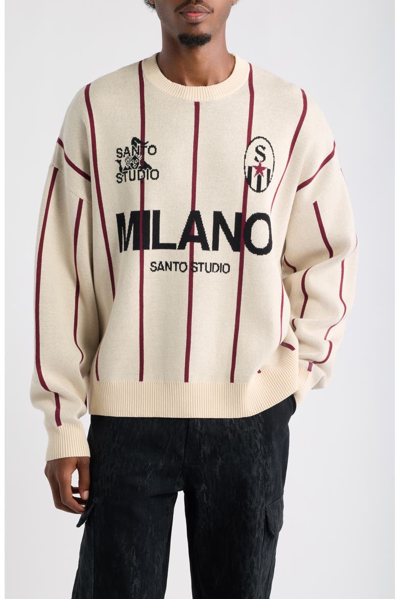 Milano Jacquard Cotton Sweater, Main, color, BROWN