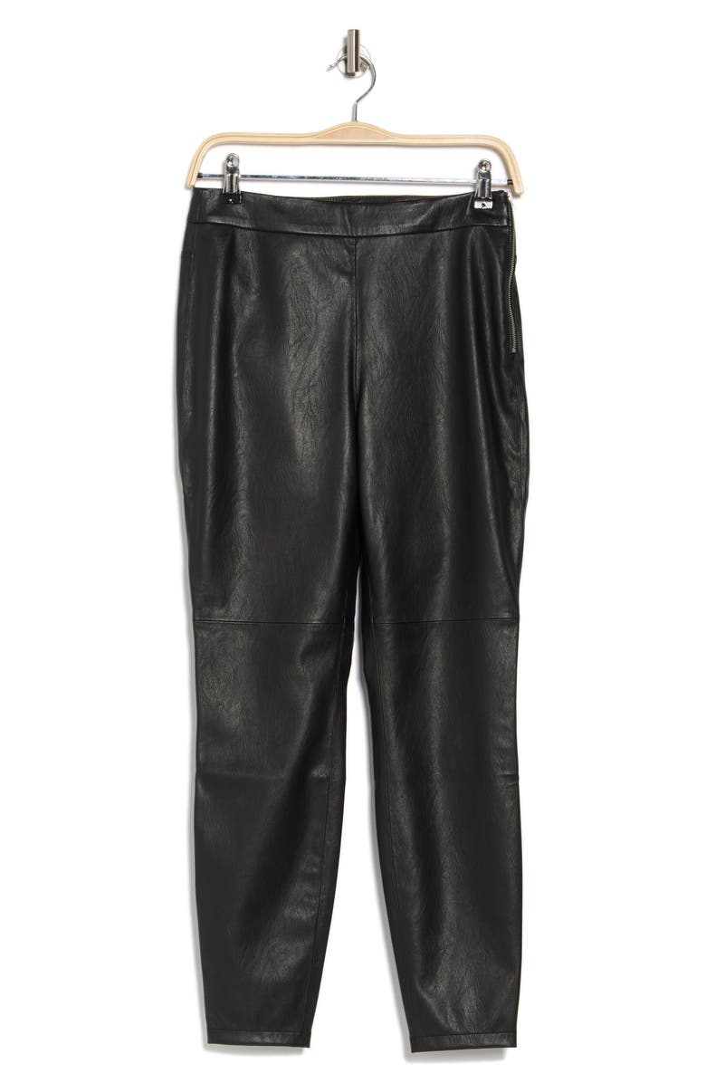 BOSS Orange Taskin Faux Leather Ankle Skinny Pants, Alternate, color, Black