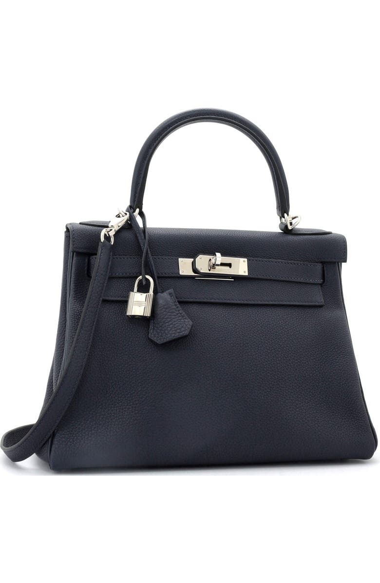 Pre-Owned Hermes Kelly Handbag Blue Togo with Palladium Hardware 28, Alternate, color,