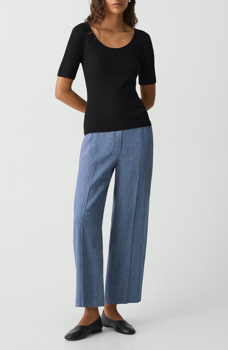 Theory Bleecke Texture Scoop Neck T-Shirt, Alternate, color, Black