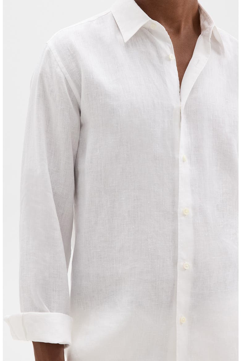 Irving Solid Linen Button-Up Shirt, Alternate, color, WHITE