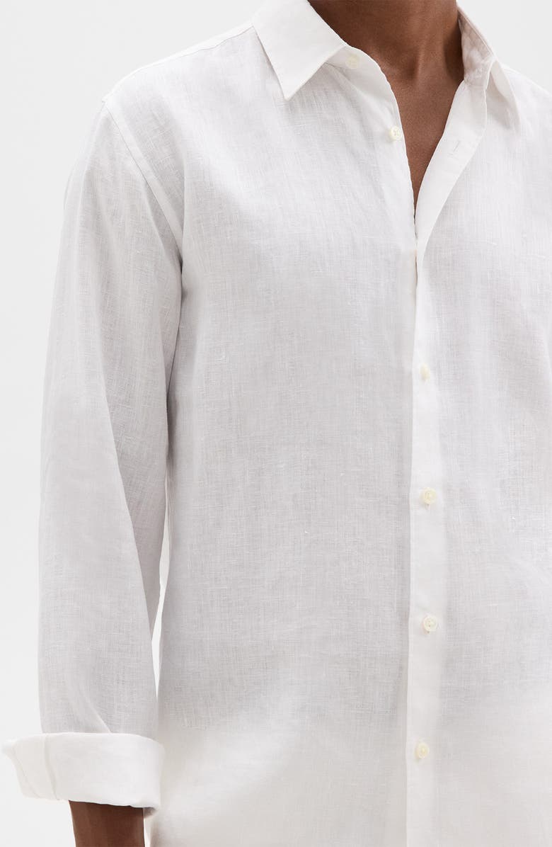 Theory Irving Solid Linen Button-Up Shirt, Alternate, color, White