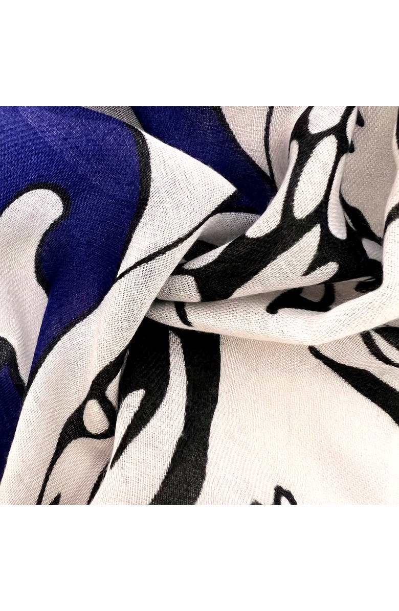 Youzey The Smiling Lion Scarf, Alternate, color, Navy And White