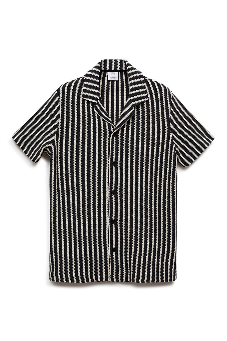 Stripe Button-Up Shirt, Main, color, DARK NAVY