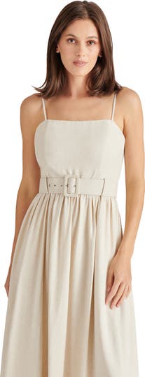 Napoli Belted Linen Blend Midi Dress