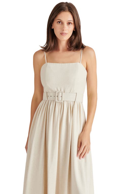 Steve Madden Napoli Belted Linen Blend Midi Dress In Natural