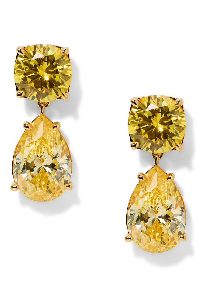 Maiden Cubic Zirconia Drop Earrings, Main, color, GOLD/ YELLOW