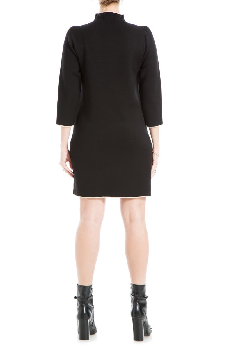 MAX STUDIO Mock Neck Short Sweater Dress, Alternate, color, Black/ Bone