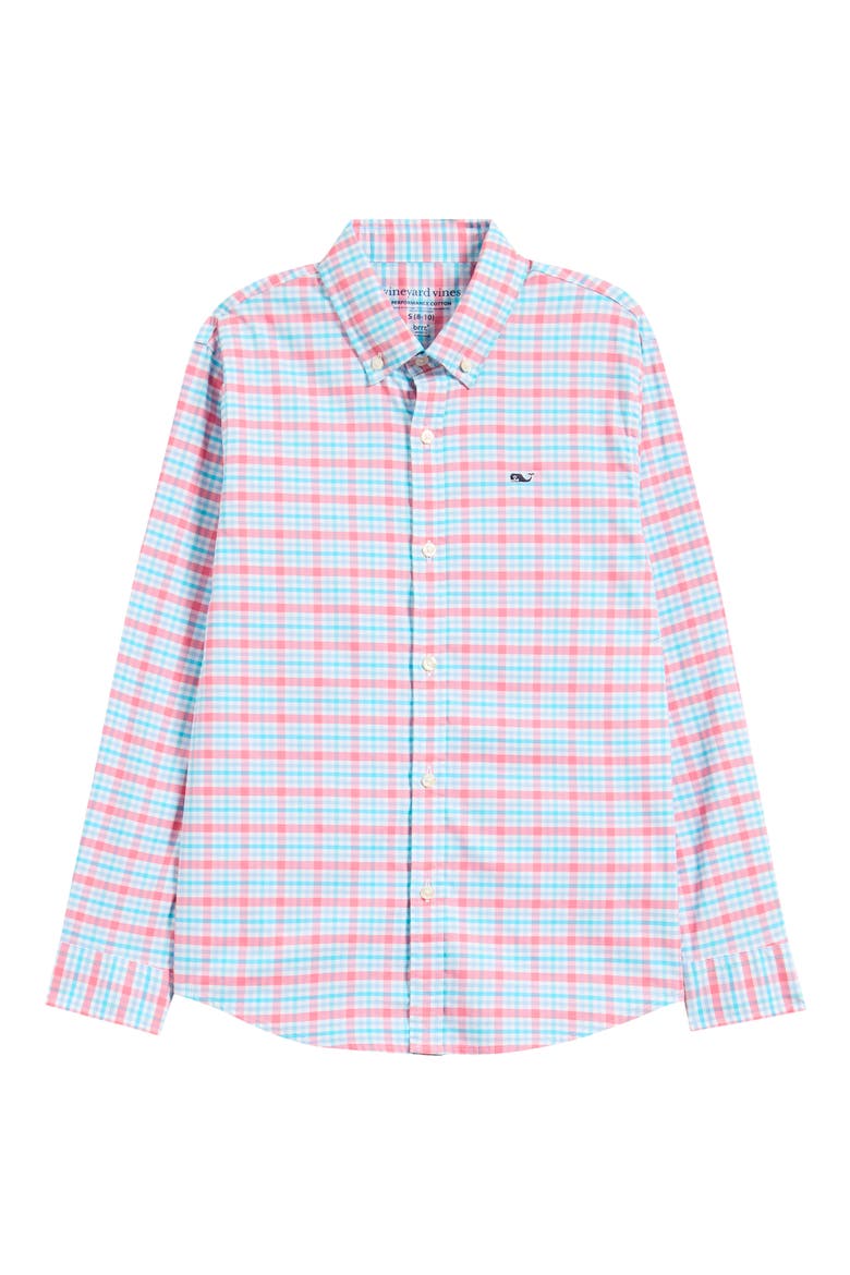 Kids' Bellamy brrrº Plaid Button-Down Shirt, Main, color, SUNSET PINK