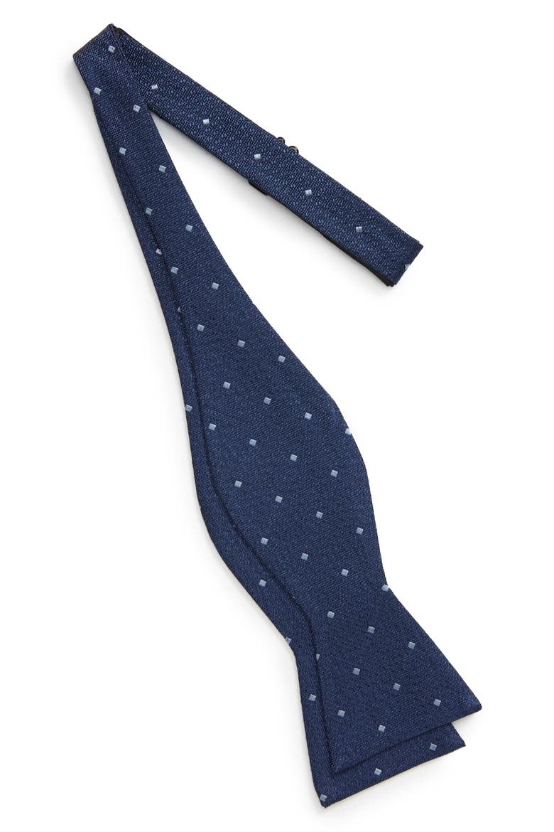 Men's Shop Warren Neat Silk Bow Tie, Alternate, color, DENIM
