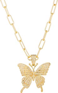 EYE CANDY LOS ANGELES Nora Pave CZ Butterfly Pendant Necklace