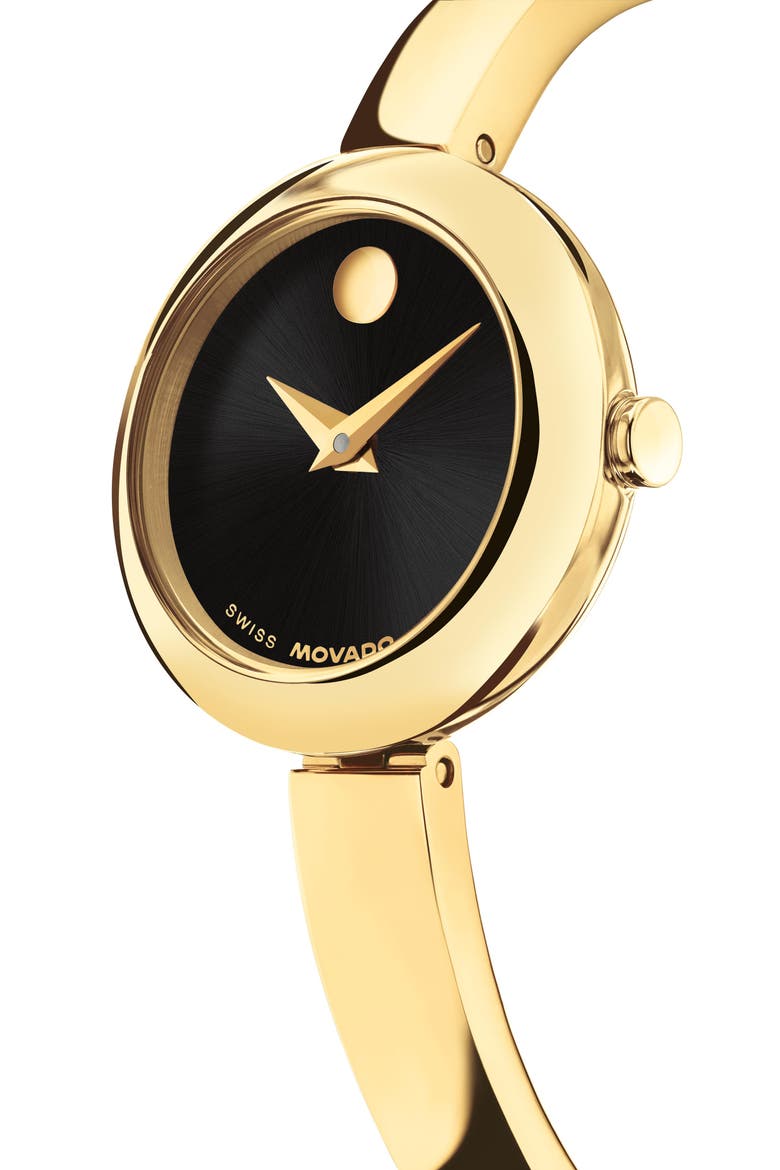 Museum Bangle Bracelet Watch, 21.5mm, Alternate, color, BLACK