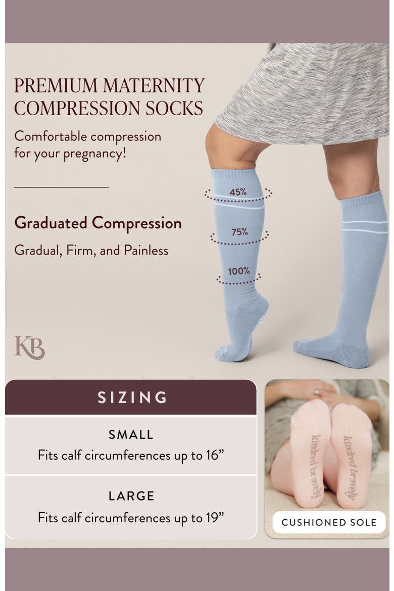 Premium Maternity Compression Socks, Alternate, color, Stone Blue & Black