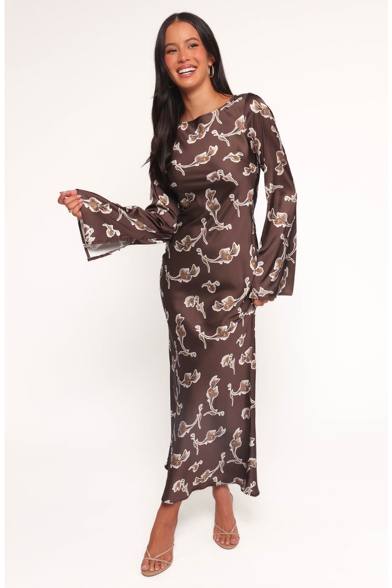 Maia Print Long Sleeve Maxi Dress, Alternate, color, CHOCOLATE ORCHID