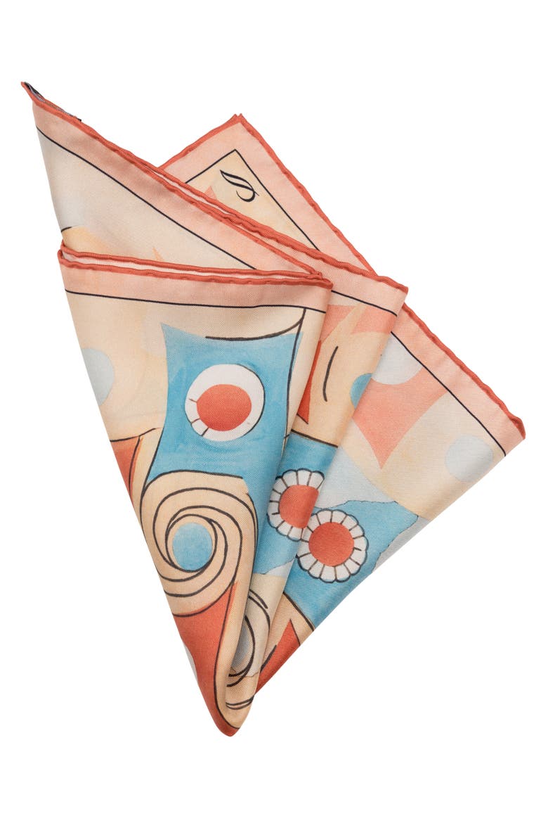 Prato - Silk Pocket Square for Men, Alternate, color, Tangerine