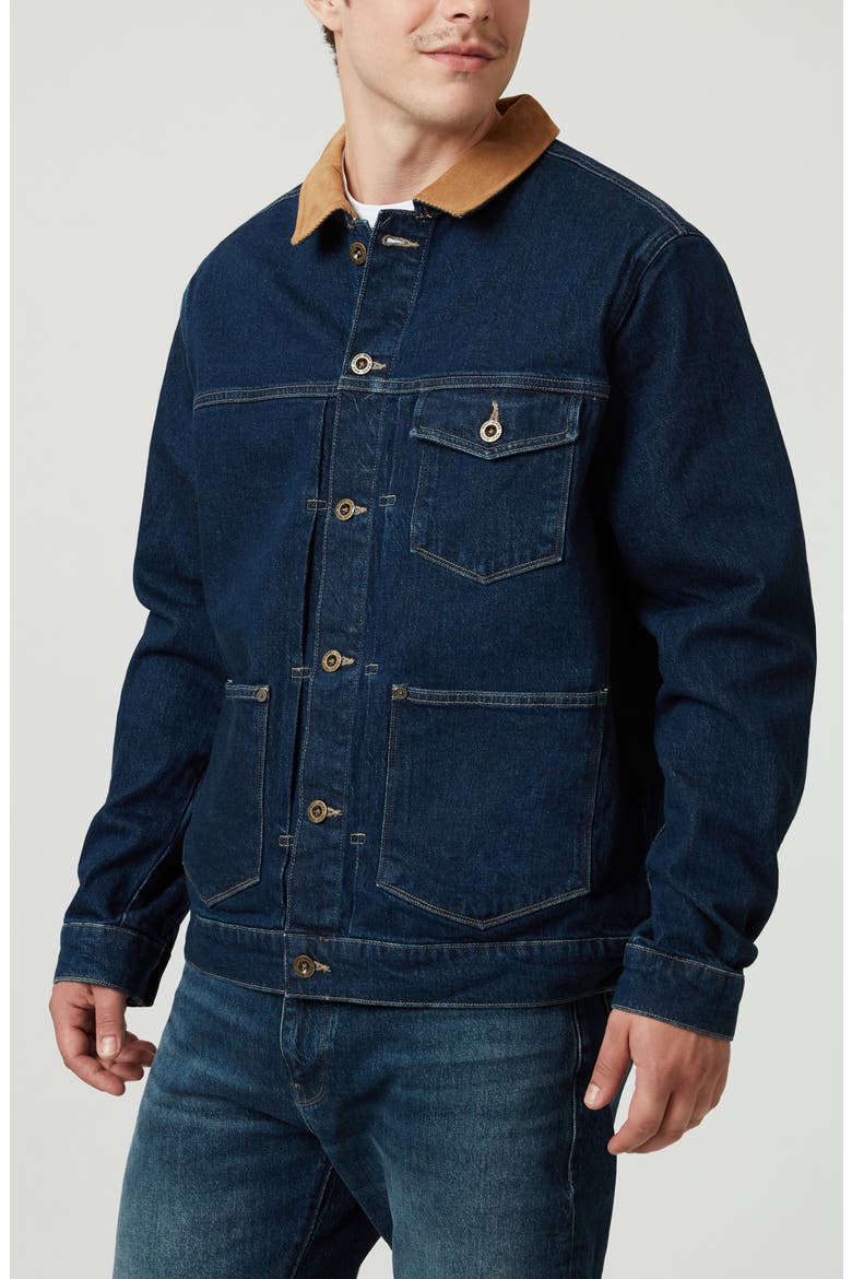 Willy Corduroy Collar Denim Jacket, Alternate, color, DEEP BLUE DENIM