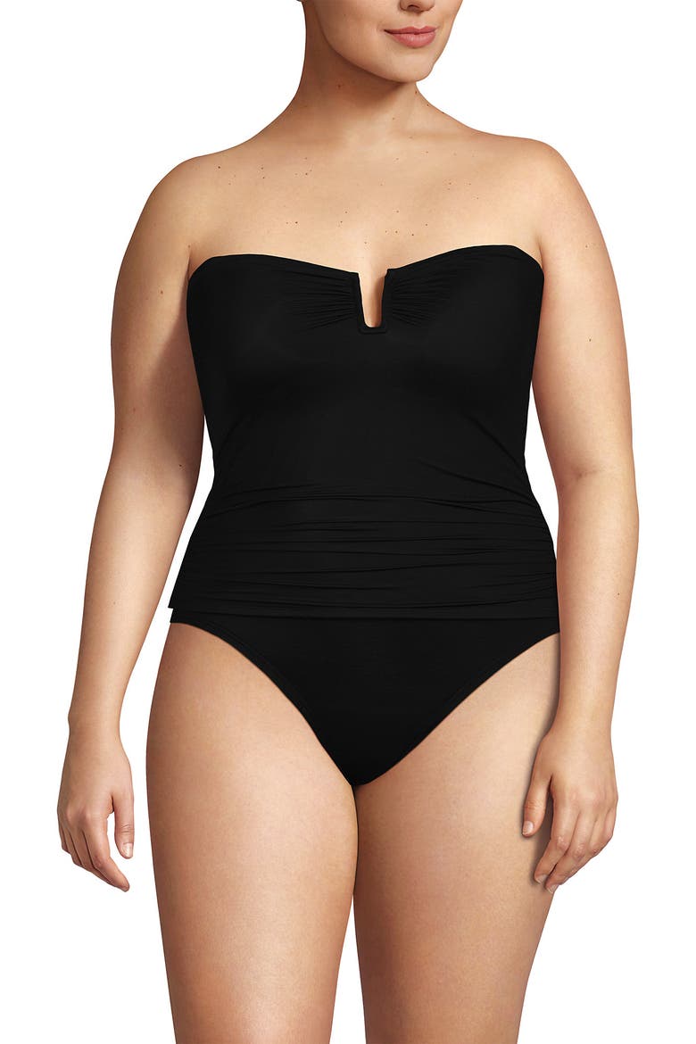 Plus Size Slender Suit U-Wire Bandeau Tankini Top, Main, color, Black