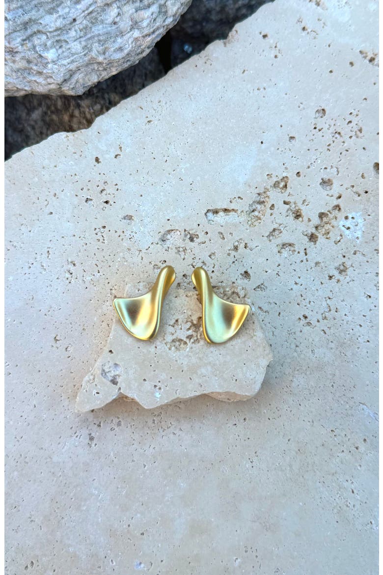 14K Gold Plated Twisted Stud Earrings, Alternate, color, GOLD