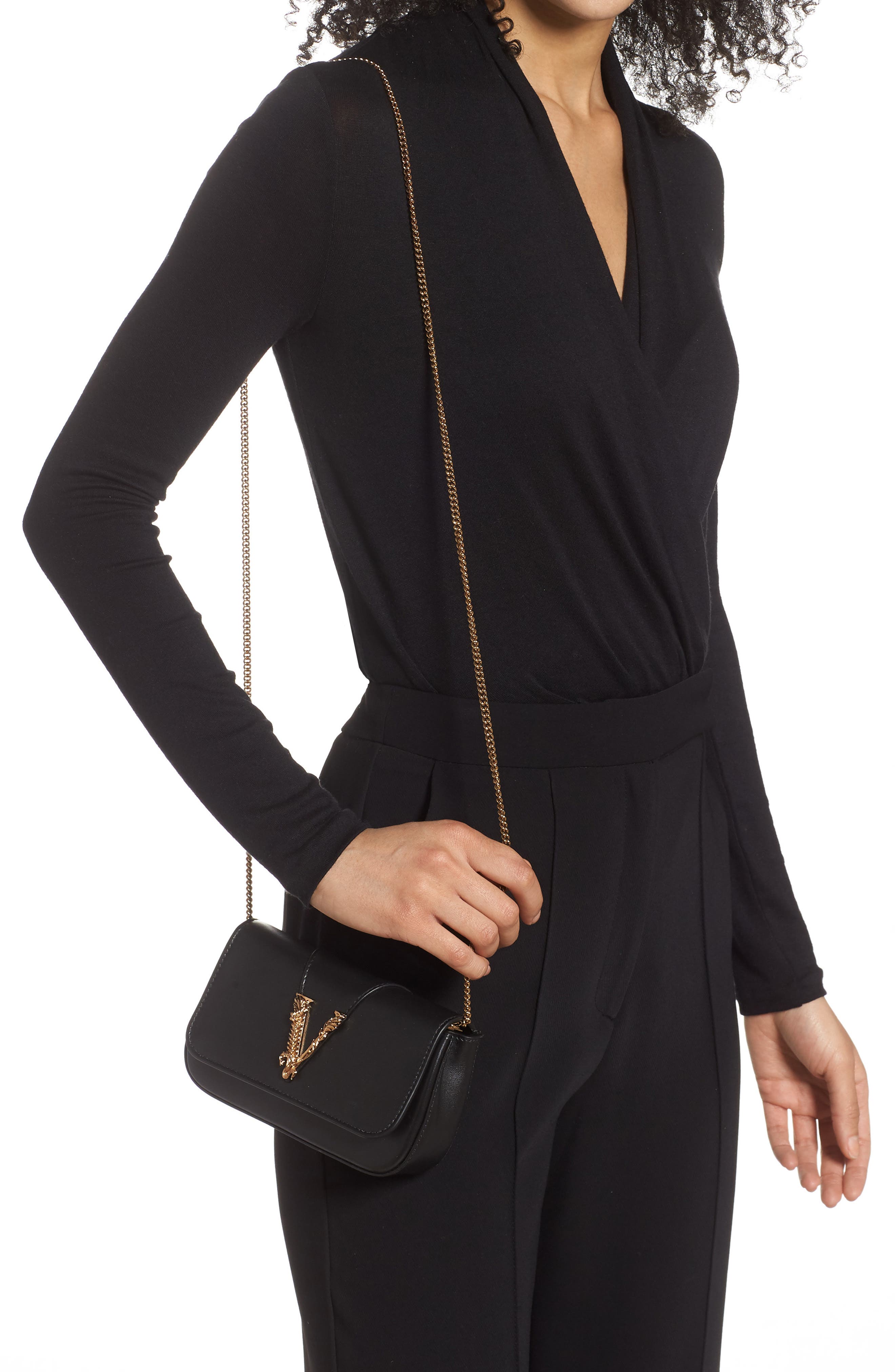 Versace First Line Virtus Leather Evening Bag, Alternate, color, 