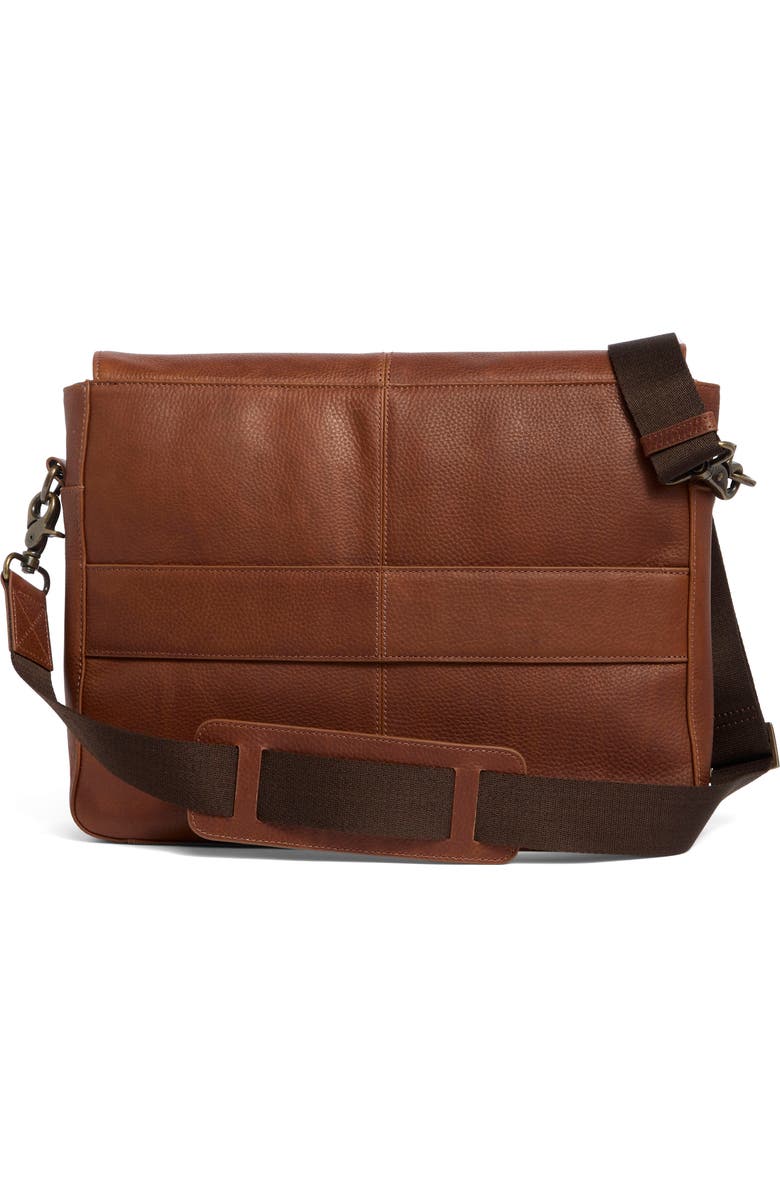 Johnston & Murphy Pebbled Leather Messenger Bag, Alternate, color, Tan