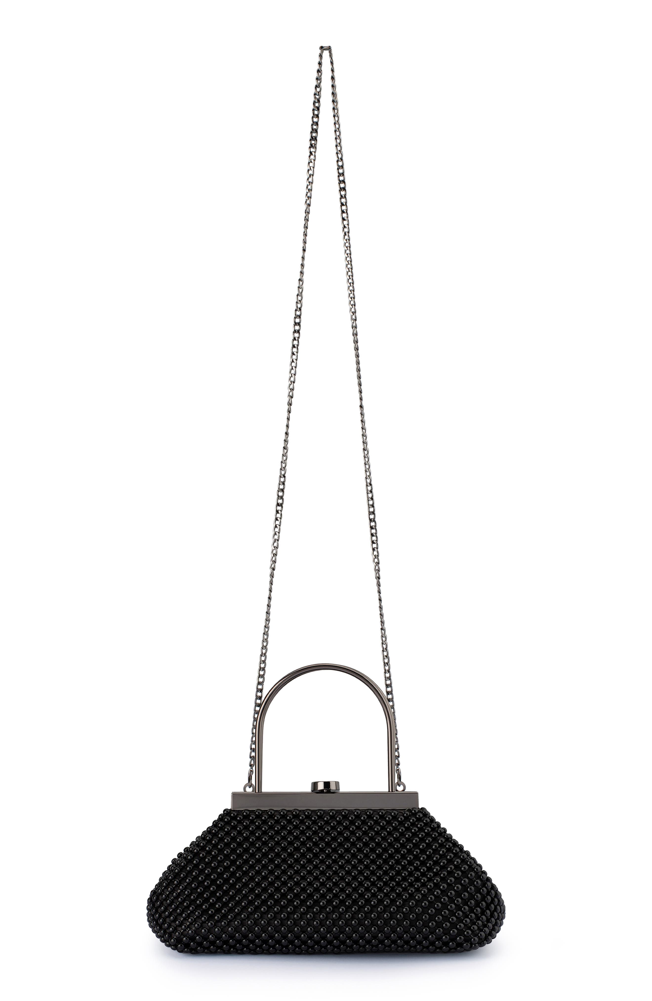 Olga Berg Mimi Ball Mesh Frame Bag, Alternate, color, Black