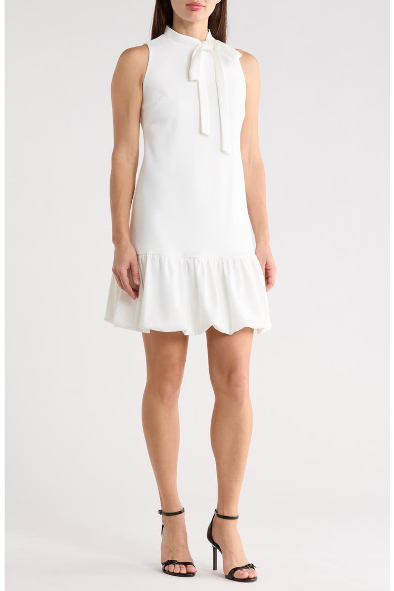 Bow Neck Sleeveless Stretch Crepe Dress, Main, color, IVORY