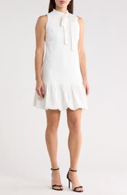 Vince Camuto Bow Neck Sleeveless Stretch Crepe Dress