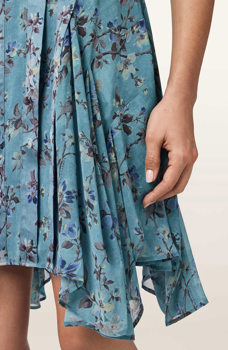 AllSaints Fleur Handkerchief Hem Dress, Alternate, color, Vine Lake Blue