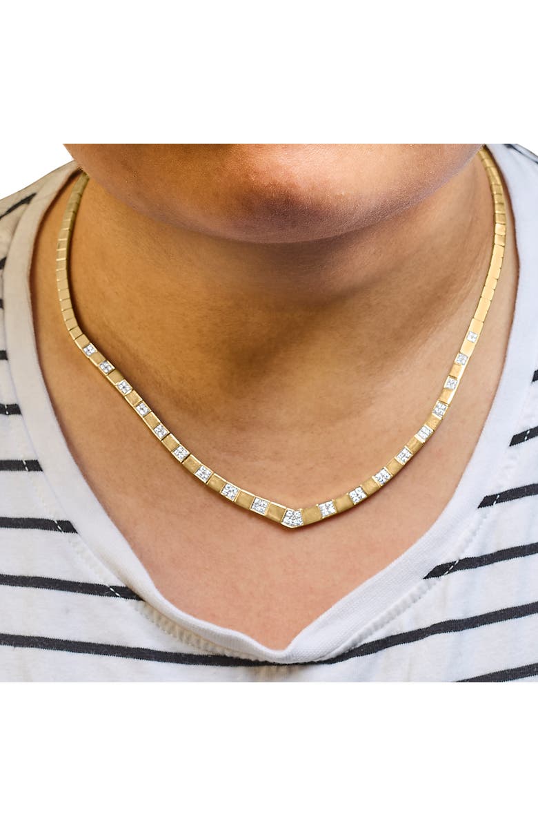 Haus of Brilliance 14K Yellow Gold 4/5 Cttw Diamond Cluster & Bar Set Link 3.5 MM Chain Necklace, Alternate, color, Yellow